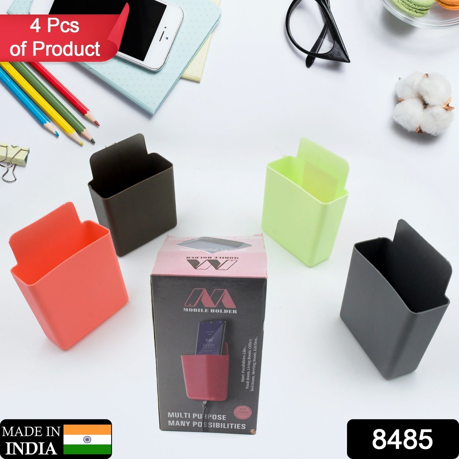 8485  Multipurpose Plastic Wall Mounted Remote  Mobile Holder Stand  (Pack Of 4) 8485  Multipurpose Plastic Wall Mounted Remote  Mobile Holder Stand  (Pack Of 4)